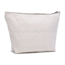 Bolsa de cremallera metálica al por mayor Bolso cosmético de la lona en blanco lisa de la moda